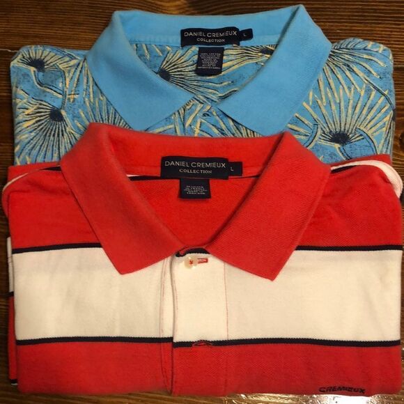 2 Daniel Cremieux Size L Polo Shirts - Picture 1 of 5